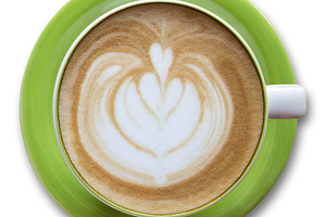 Coffee cup containing coffee, isolated, and cup