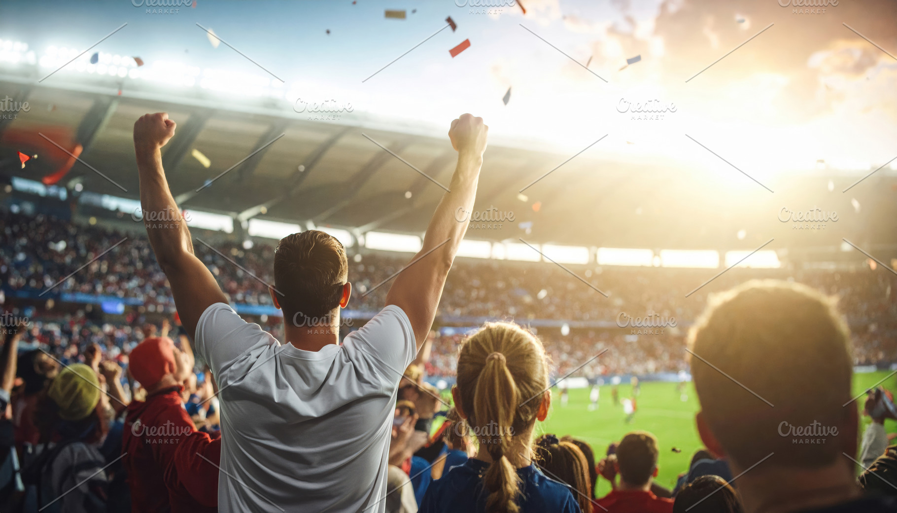 Celebrating Fans in Packed Soccer Stadium, a Sports & Recreation Photo by Davizro's Market