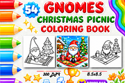 Gnomes Christmas Picnic Coloring, a Seasonal Illustration by Design Zone (Thumbnail 1 of 5)