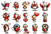 Whimsical Valentine Birds Clipart, an Illustration by cherrydesign (Thumbnail 3 of 4)