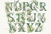 Greenery Alphabet Lettering Clipart, an Education Illustration by GlamArtZhanna (Thumbnail 3 of 7)