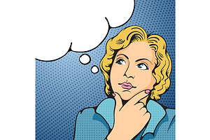 Thinking Woman Concept, a Person Illustration by Vector beauty