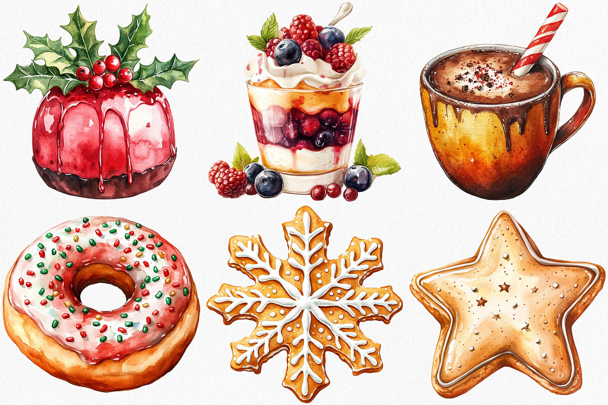 Watercolor Christmas Sweet Treats, an Illustration by Canvas Craft (Photo 3 of 7)