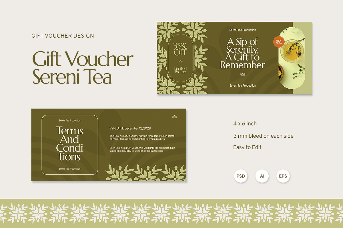 Sereni Tea - Gift Voucher, a Card Template by Fannan Studio (Photo 1 of 3)