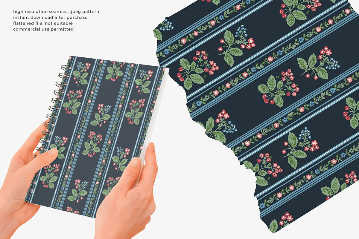 olk berry stripe seamless pattern, a Pattern Graphic by Pink Studio Art (Photo 4 of 4)