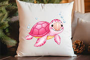 Pink Sea Turtle Clipart PNG, an Illustration by Watercolor design (Thumbnail 6 of 6)