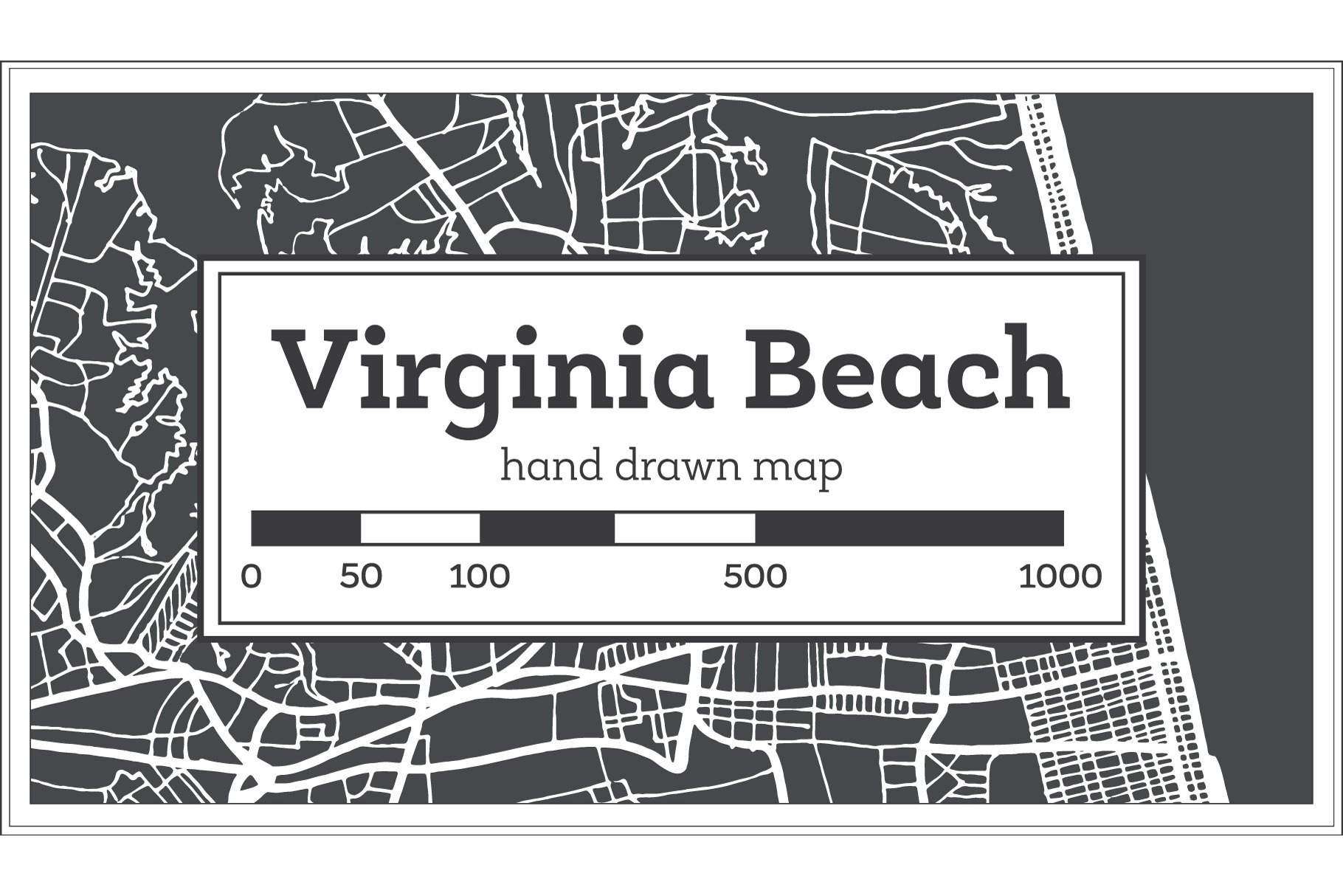 Virginia Beach USA City Map in Retro, a Transportation Illustration by ...