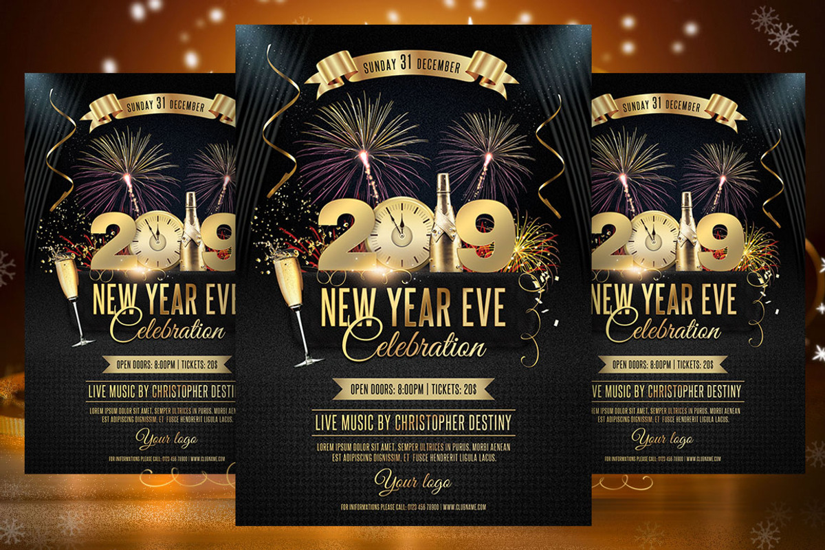 2019 NYE Flyer Template, a Flyer Template by Briell Design (Photo 1 of 2)