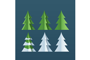 winter pine trees with snow in set, an Object Illustration by IfH
