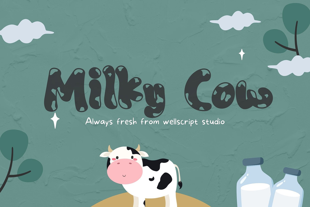 Milky Cow Display Font, a Font by Wellscript Studio (Photo 1 of 9)