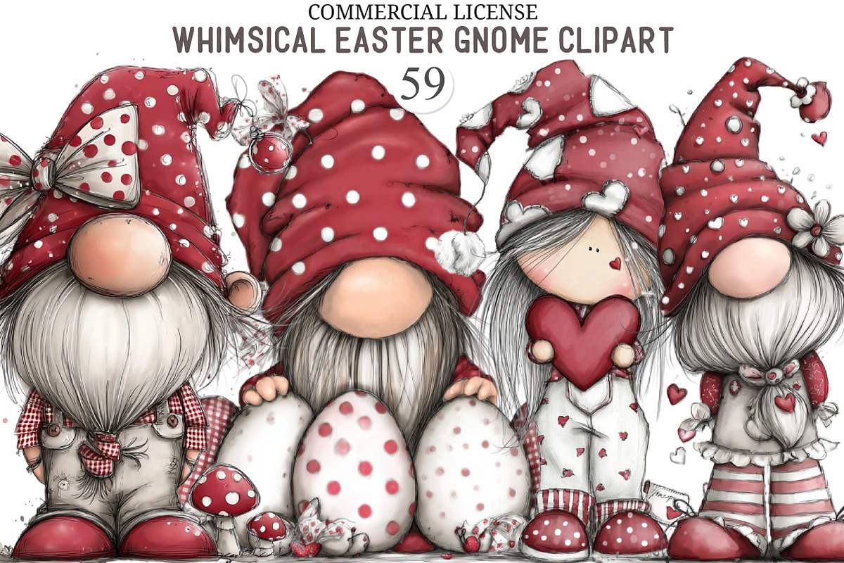 Whimsical Easter Gnome Clipart, an Illustration by designcity5 (Photo 1 of 5)