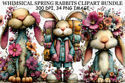 Whimsical Spring Rabbits Clipart PNG, an Illustration by Canvas Craft (Thumbnail 1 of 7)