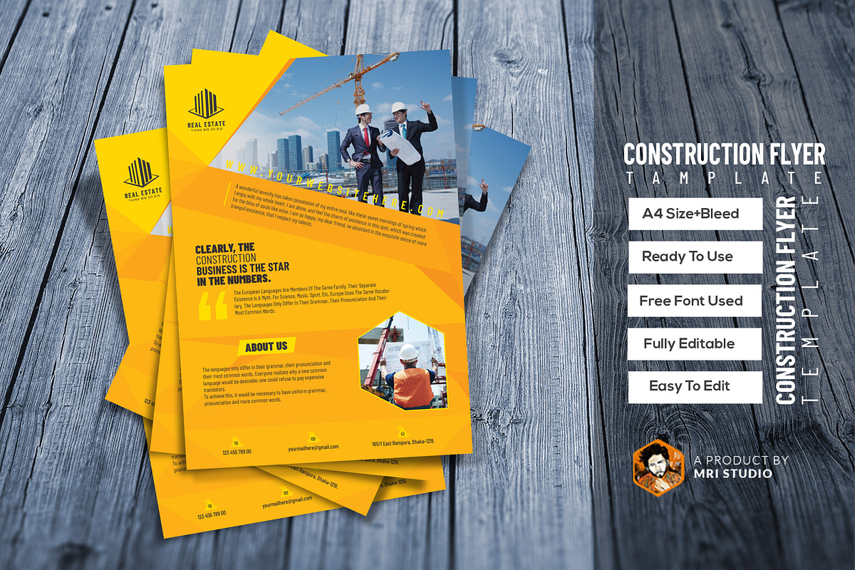Construction Flyer Template, a Flyer Template by MRI STUDIO (Photo 1 of 5)