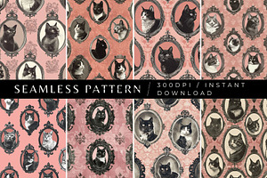 8 Ornate Cat Portraits Patterns