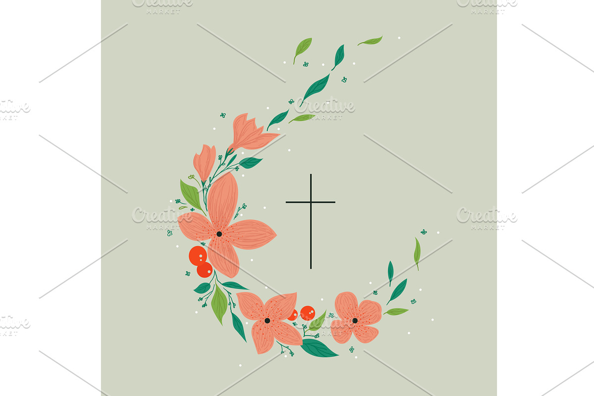 Vector drawing, Christian cross with, an Illustration by Mila Di Art