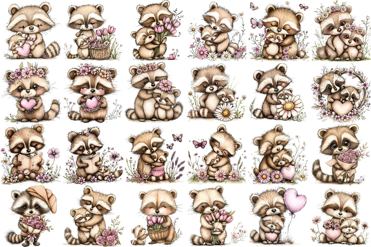 Whimsical Mother's Day Raccoon Clipa, an Illustration by DreamPrint404 (Photo 3 of 6)