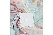 Square Card Mockup Pastel Party, a Product Mockup by TatiMockup (Thumbnail 1 of 3)