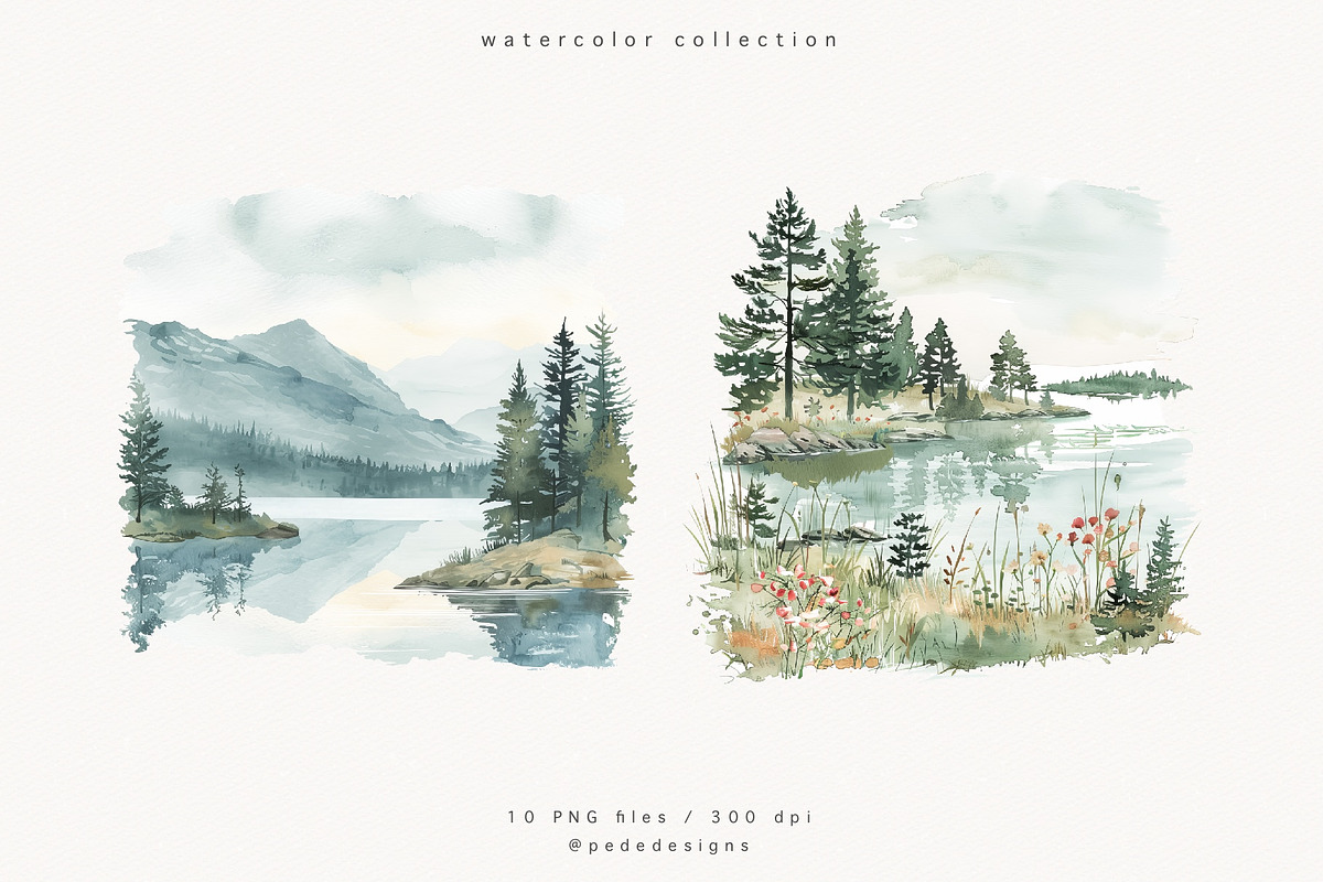 Pine Trees & Lake, a Decorative Illustration by PeDe Designs (Photo 10 of 12)