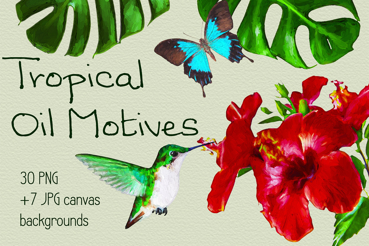 Tropical Oil Motives - PNG Files Set, an Object Illustration by Kseniya-Omega (Photo 1 of 9)