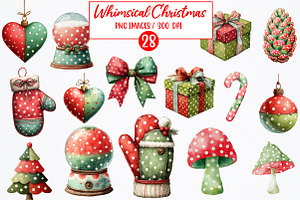 Whimsical Christmas Clipart, an Illustration by Watercolor design