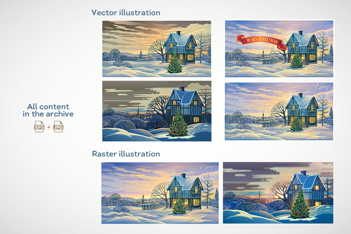 Winter Festive Landscape, a Decorative Illustration by Countryside life (Photo 10 of 11)