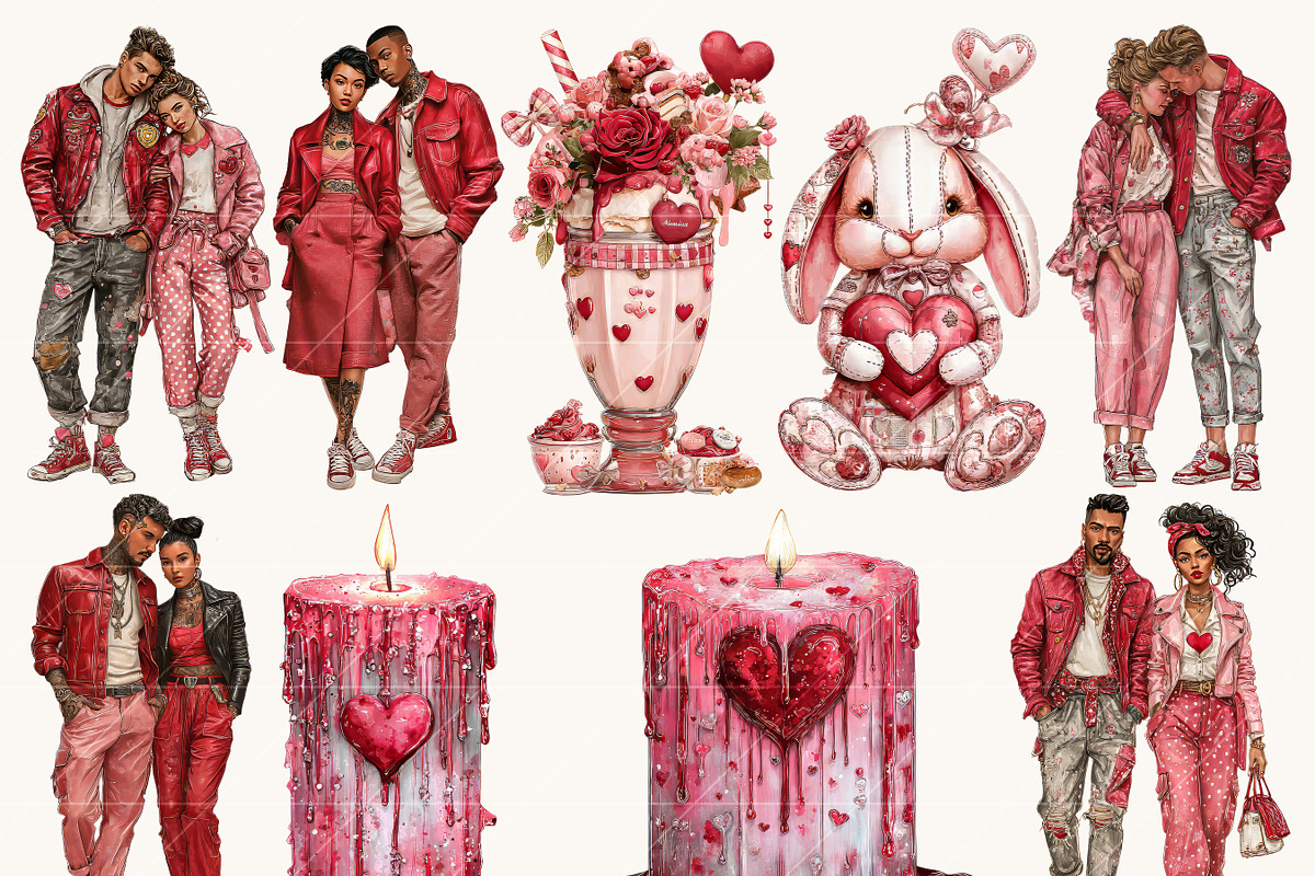Red Valentine Clipart Bundle, a Seasonal Illustration by BusyDaydesign (Photo 2 of 9)