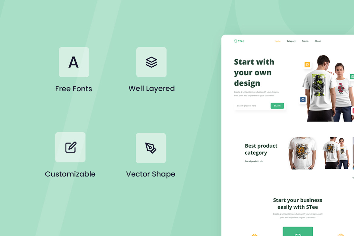 Print on Demand Web Design, a Wireframe Template by INSPR STD (Photo 4 of 6)
