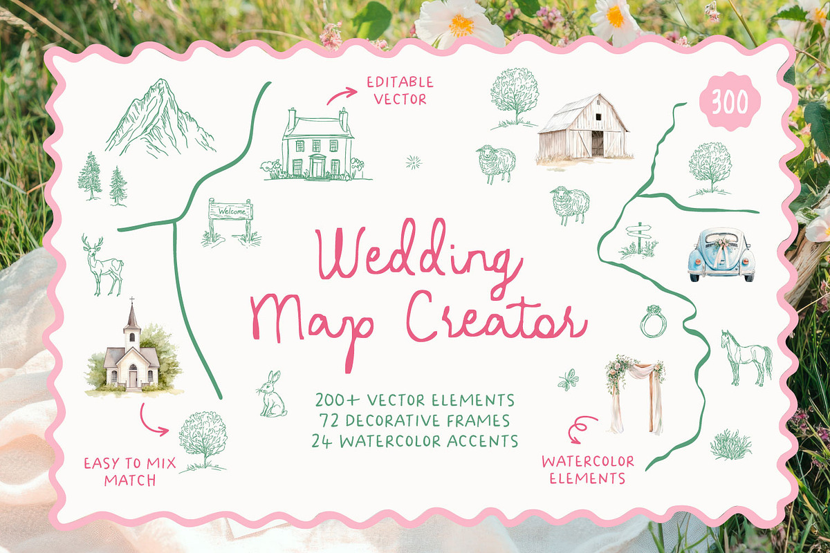 Whimsy Wedding Map Creator, an Object Graphic by MaNechaeva (Photo 1 of 12)