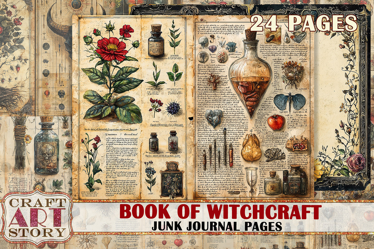 Book Witchcraft junk journal Pages, an Object Illustration by CraftArtStory (Photo 1 of 7)