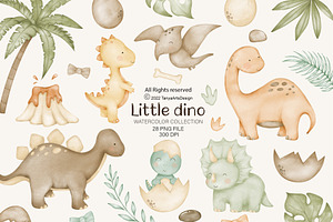 Dinosaurs Watercolor Clipart