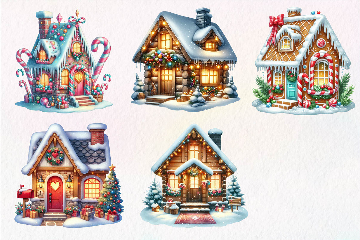 Christmas House Sublimation Clipart, an Illustration by Dream Creation (Photo 7 of 7)