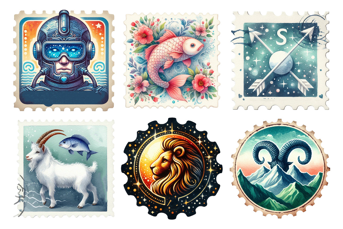 Zodiac Postage Stamp Clipart, an Illustration by Daily.Designs (Photo 4 of 5)