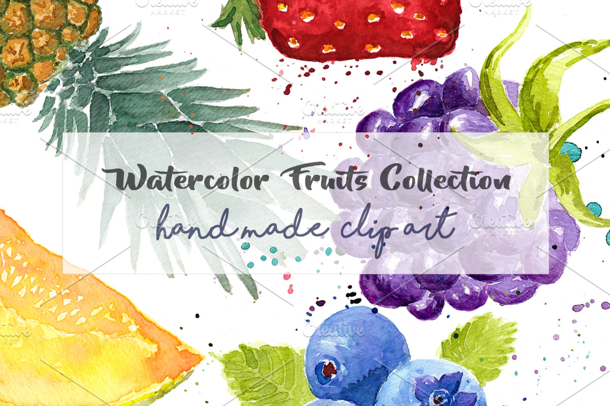 Watercolor Fruits ClipArt Pack, an Illustration by MaraquelaStudio (Photo 1 of 6)