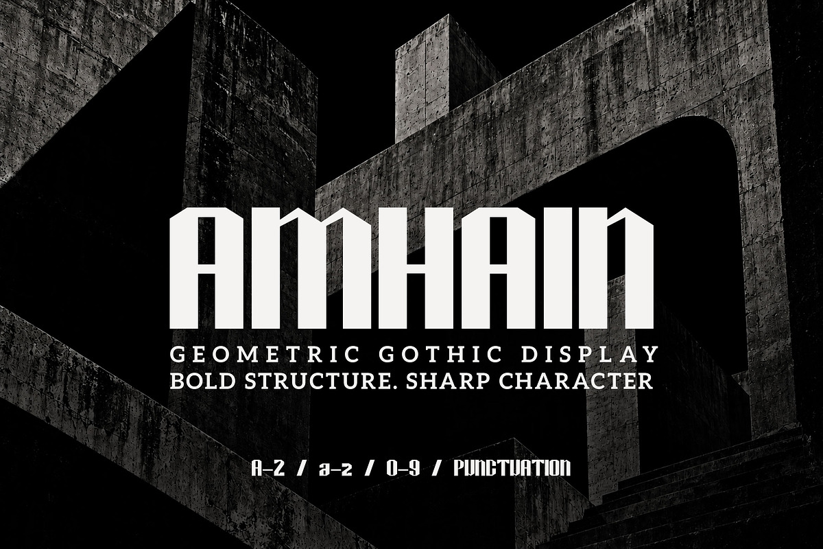 Amhain – Geometric Blackletter Font, a Blackletter Font by Graphr (Photo 1 of 5)