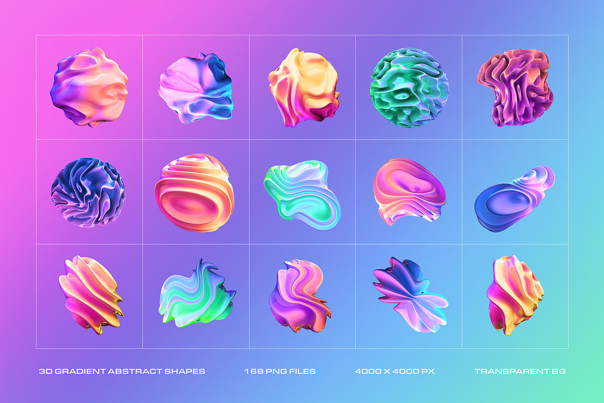 3D Gradient Abstract - 168 Shapes, an Object Graphic by assetpro.design (Photo 4 of 10)