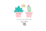 Cute Cactus VECTOR ELEMENTS, a Decorative Illustration by MooBeer (Thumbnail 1 of 3)