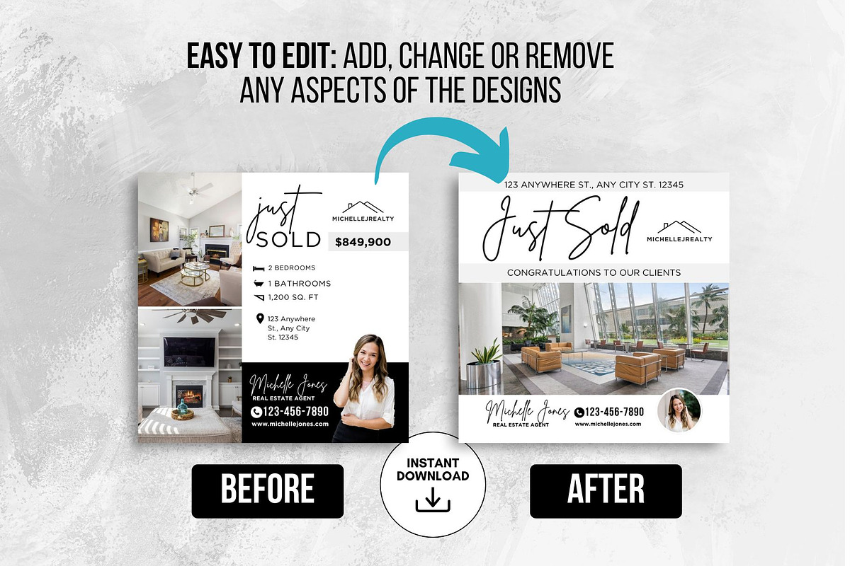 Just Sold Real Estate Instagram Post, a Social Media Template by CreativeVinesStore (Photo 4 of 6)