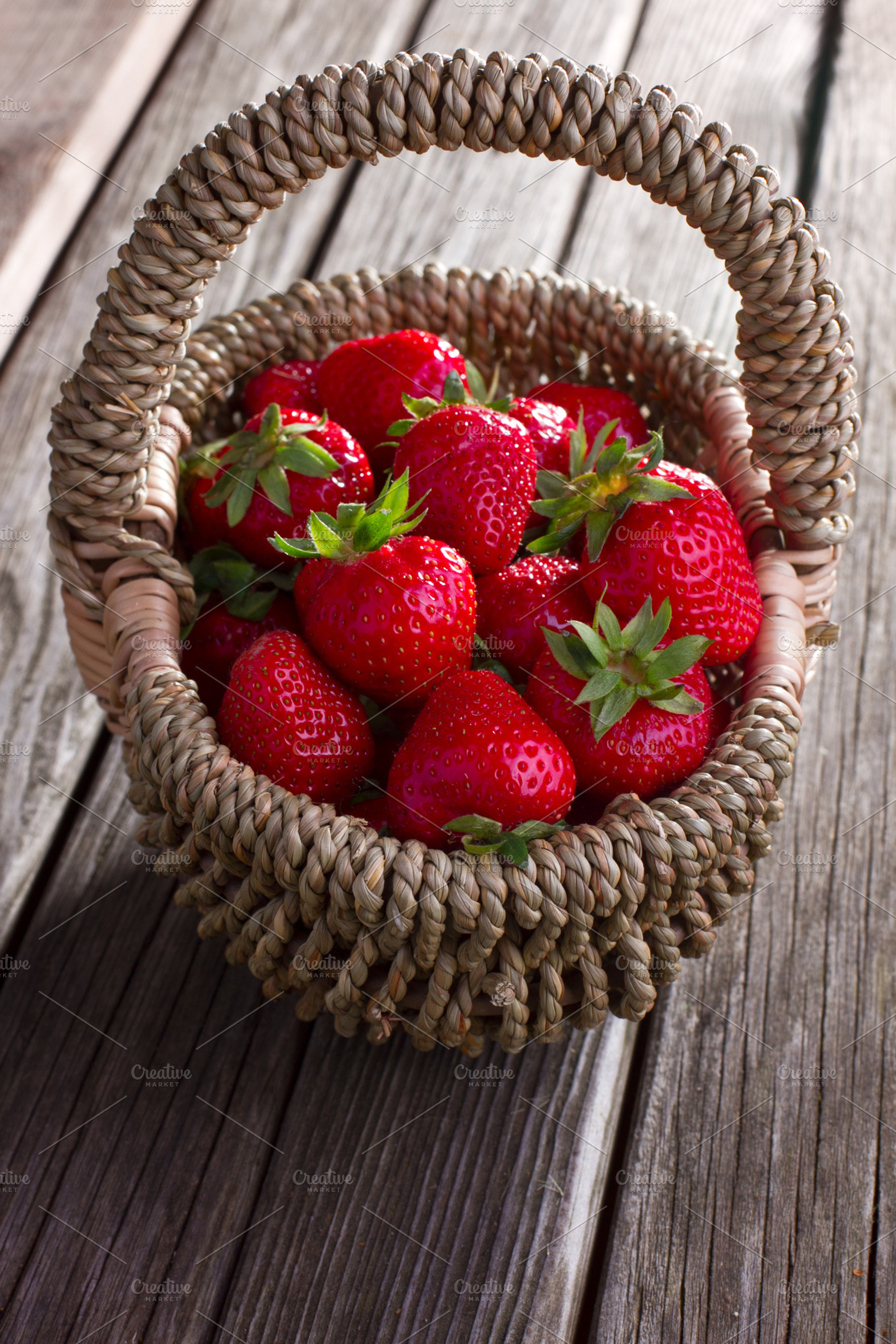 Strawberries In Basket Stock Picture