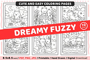 Dreamy Fuzzy Cute Coloring Pages, an Animal Illustration by Design Station (Thumbnail 1 of 4)
