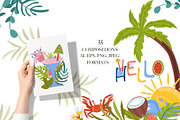 Summer time, Tropical clipart, a Decorative Illustration by Usis (Thumbnail 2 of 13)