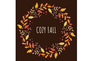Warm autumn wreath with autumn, an Illustration by Tati_Kli