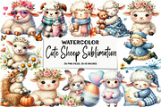 Cute Sheep Sublimation, an Illustration by DreamArtGraphic (Thumbnail 1 of 4)