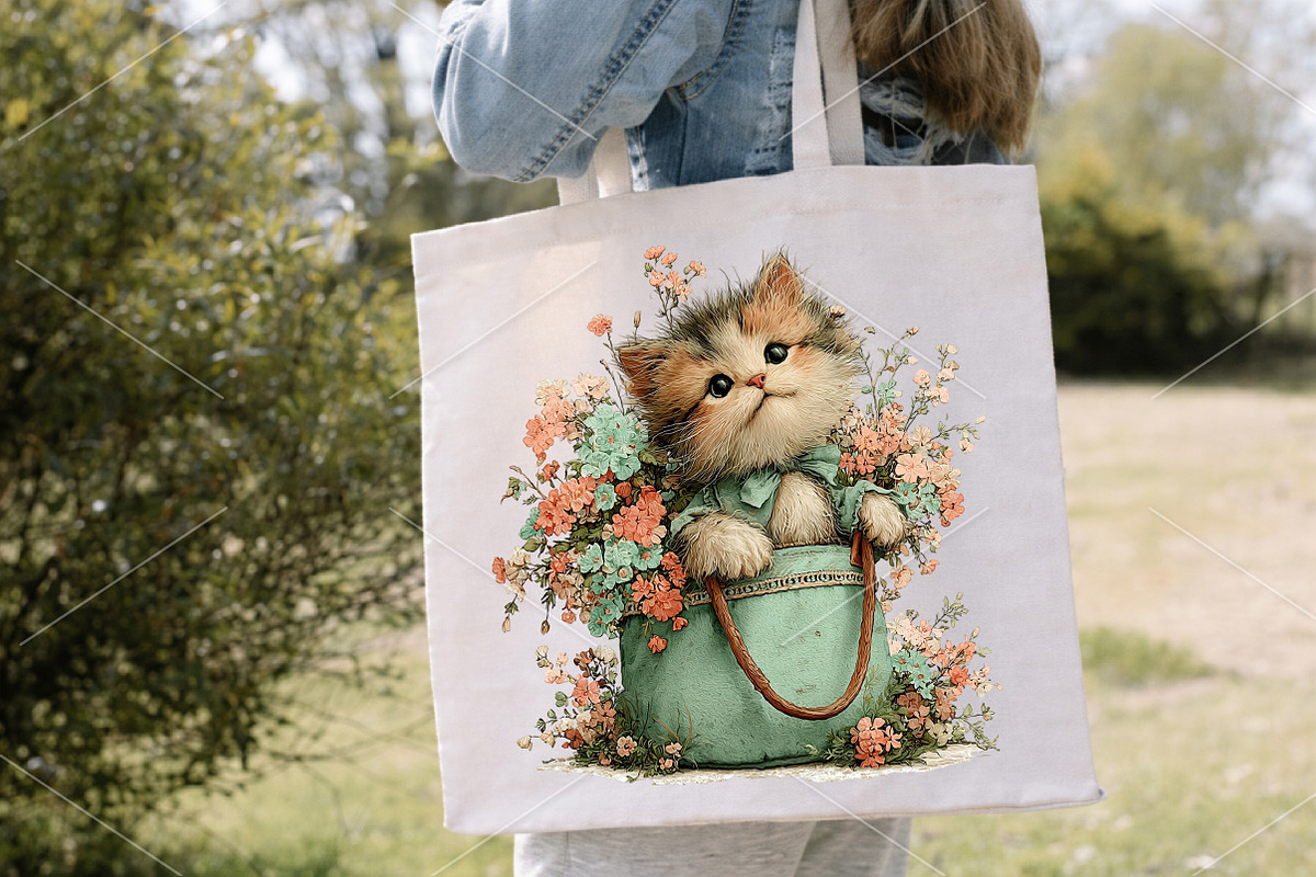 Whimsical Funny Spring Cats Clipart, a Seasonal Illustration by Canvas Craft (Photo 6 of 7)