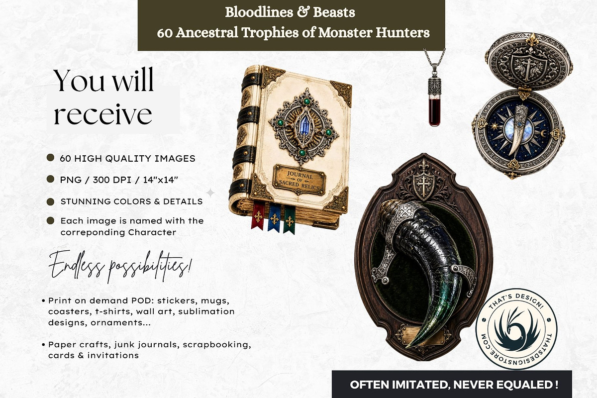 Monster Hunter Trophies PNG cliparts, a Decorative Illustration by ThatsDesignArt (Photo 2 of 11)