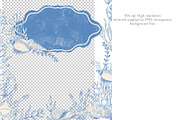 Blue Toile Ocean Set, a Texture Illustration by AlenaVlasko stock Market (Thumbnail 2 of 7)