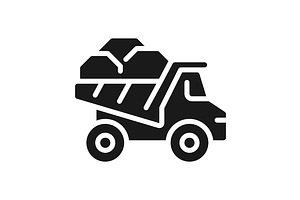 Dump truck black glyph icon, an Icon by IMG Visuals