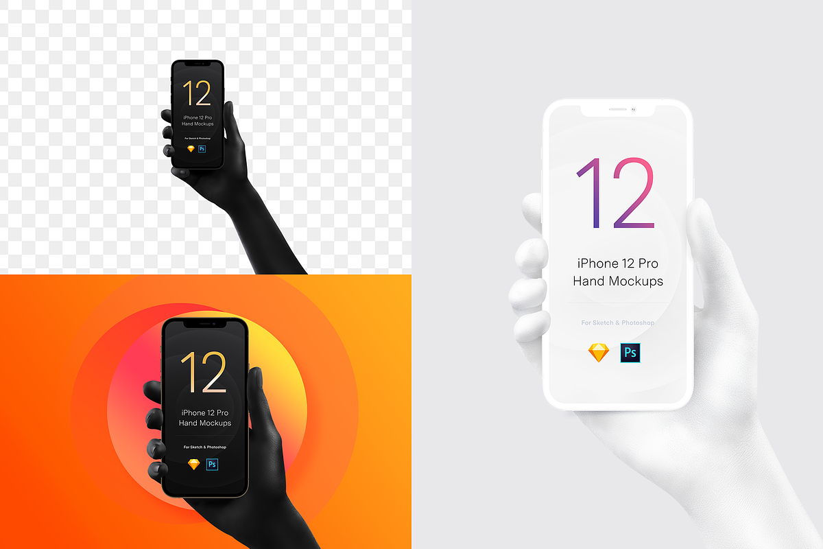 Unicolor & B/W Hands BUNDLE iPhone, an iPhone Mockup by Pierre Borodin (Photo 5 of 10)