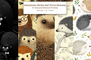 Hedgehog Retro Art Style Patterns, a Pattern Graphic by karenfoleyphoto (Thumbnail 1 of 12)