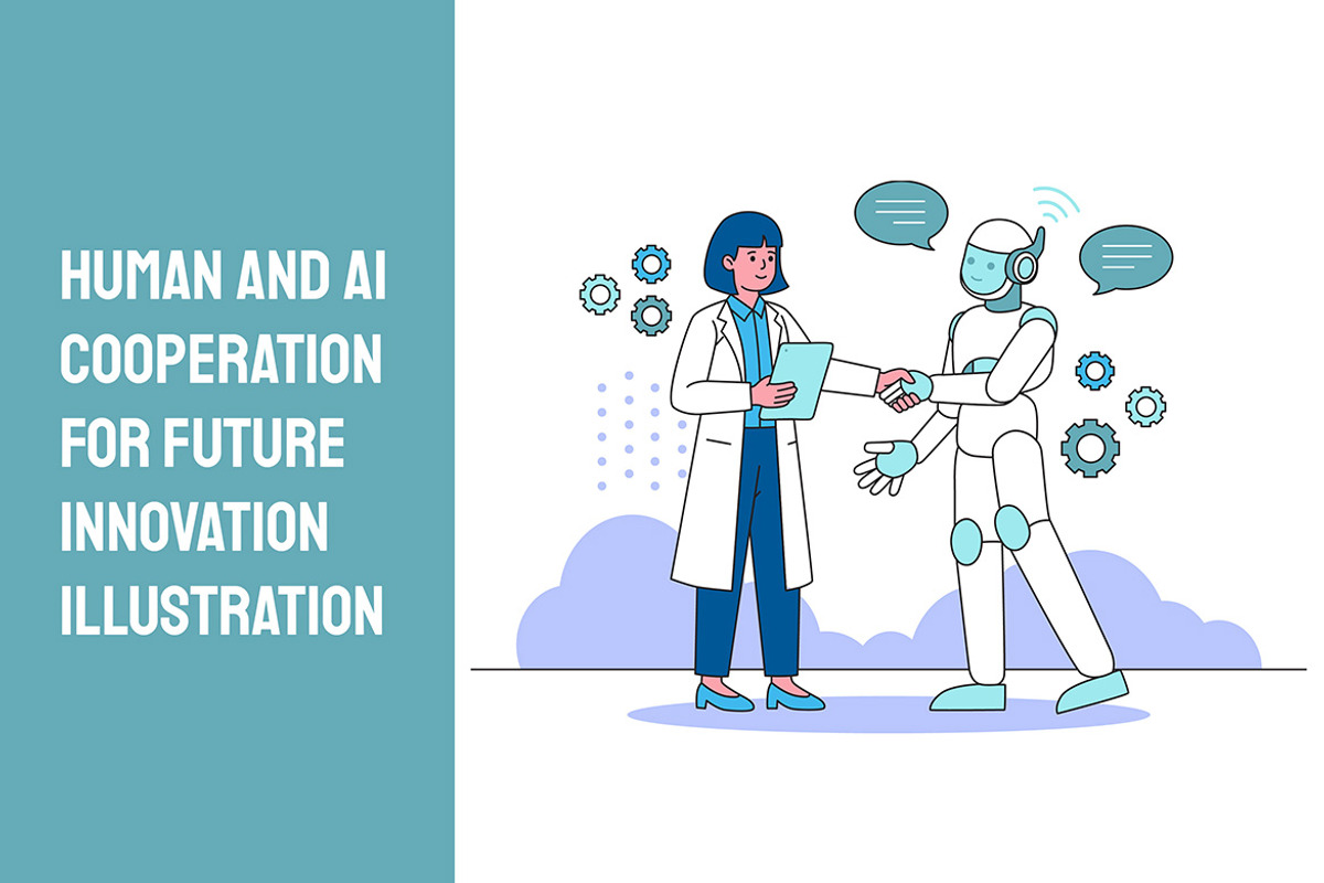 Human & AI Cooperation Illustration, a Technology Illustration by Partikusi Design (Photo 1 of 3)