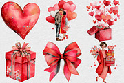 Watercolor Valentines day Clipart, an Illustration by DreamCafeArt (Thumbnail 3 of 6)